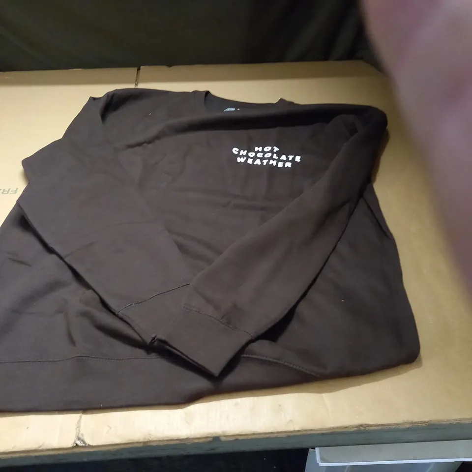 BROWN KELHAM PRINT " HOT CHOCOLATE" JUMPER XXL
