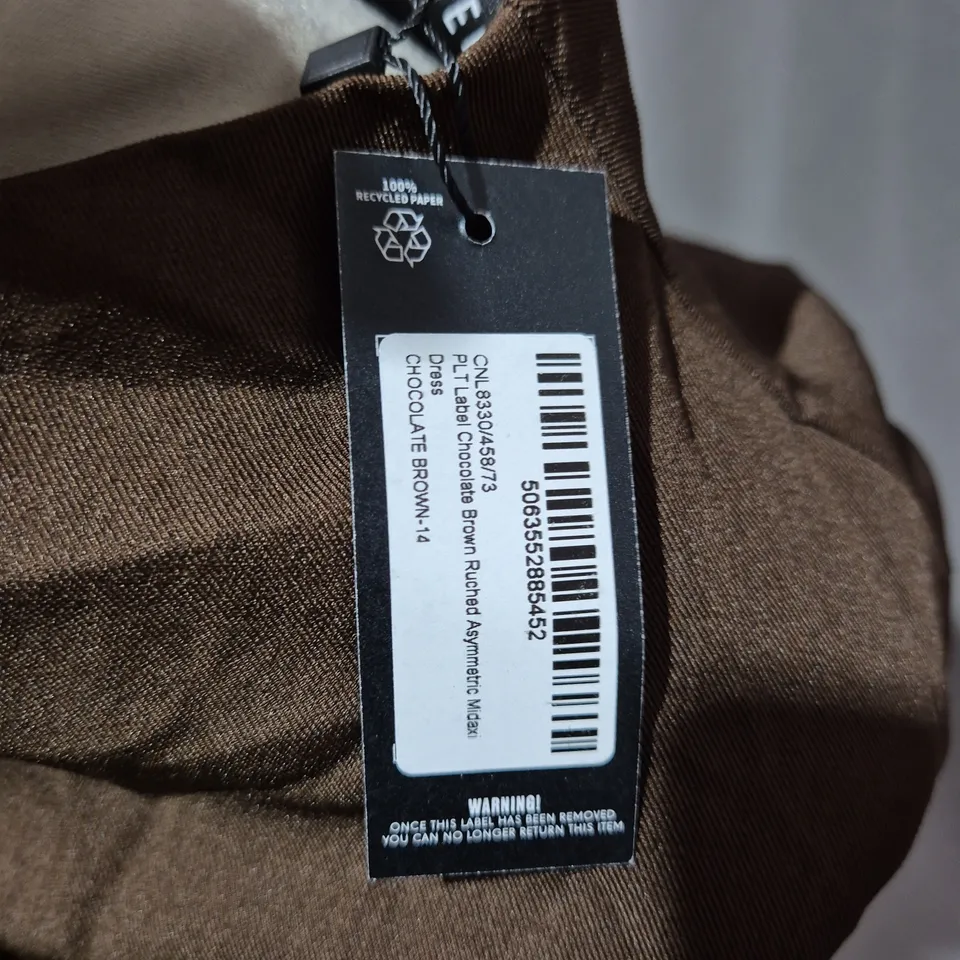 DRESS CHOCOLATE BROWN – UK SIZE 14 PRETTY LITTLE THING PIT 
