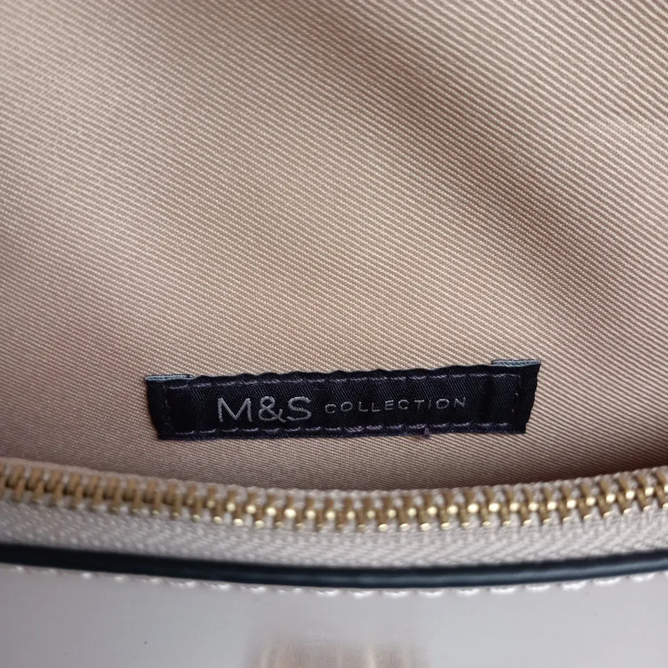 M&S COLLECTION BEIGE SHOULDER BAG WITH STRIPED STRAP