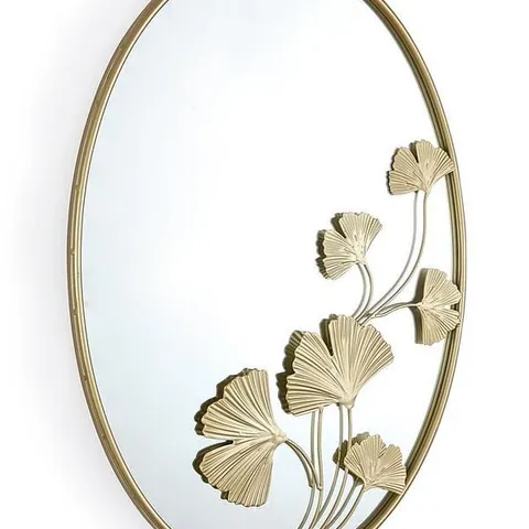 BOXED GOLD GINGKO OVAL MIRROR 50X70CM - COLLECTION ONLY