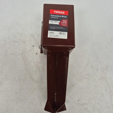 TIMCO CONCRETE IN SHOE - BOLT SECURE 100X100MM (POWDER COATED OXIDE RED)