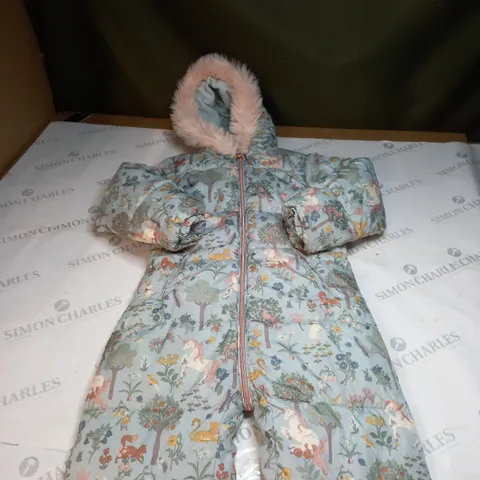GIRLS ZIPPED ALL IN ONE SNOWSUIT WITH FAUX FUR HOOD SIZE UNSPECIFIED