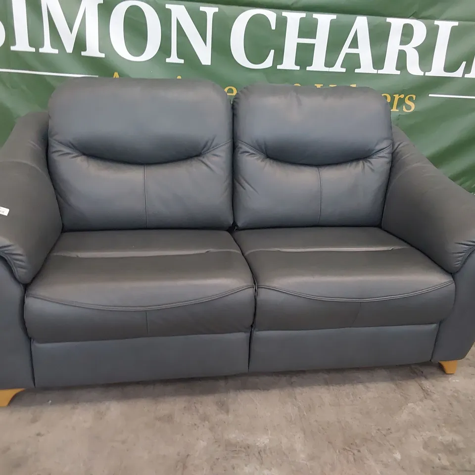QUALITY BRITISH DESIGNER G PLAN JACKSON THREE SEATER CAMBRIDGE PETROL BLUE LEATHER 