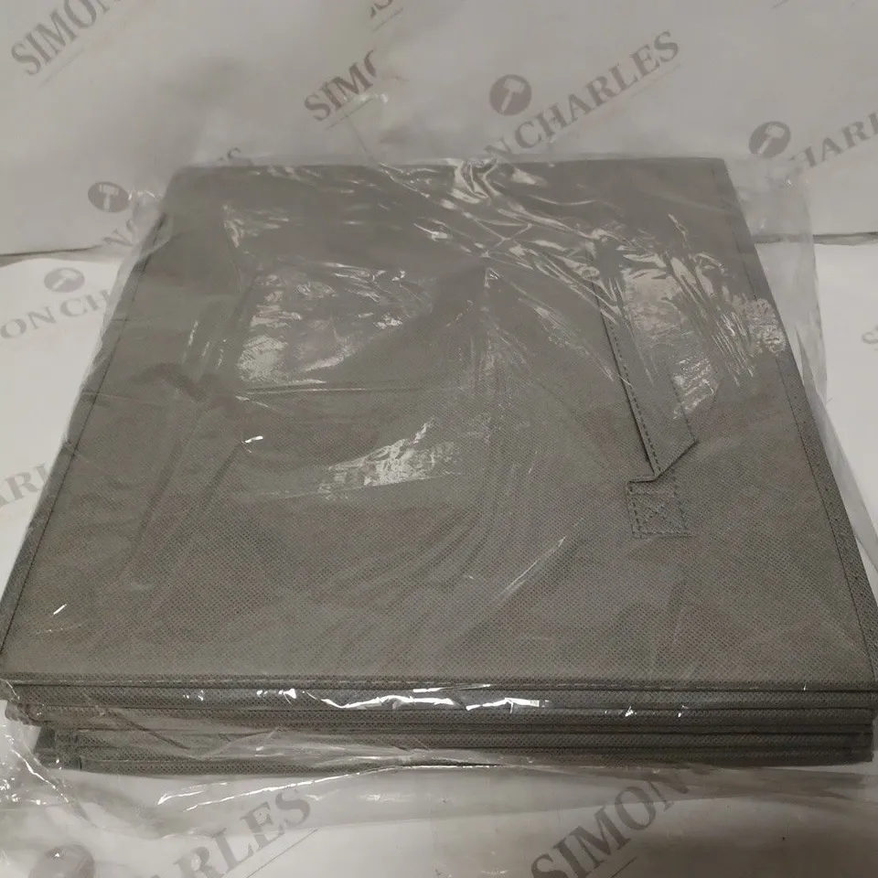 LOT OF 4 FABRIC FOLDABLE STORAGE BOXES IN GREY