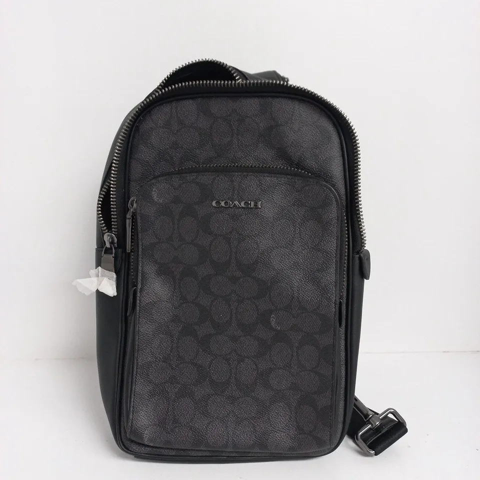 COACH SIGNATURE MONOGRAM CROSSBODY BAG – BLACK/CHARCOAL