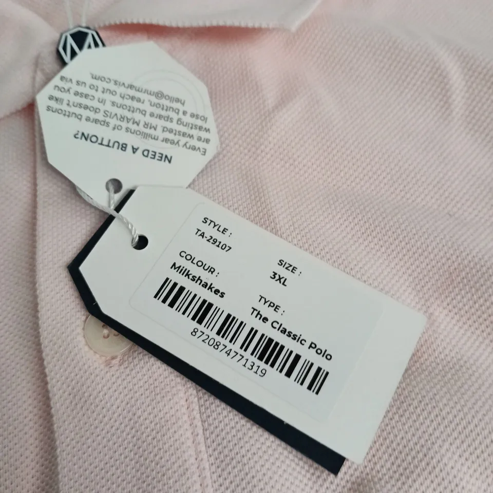 MR MARVIS THE CLASSIC POLO SHIRT – PINK MILKSHAKES, 3XL, MADE IN PORTUGAL