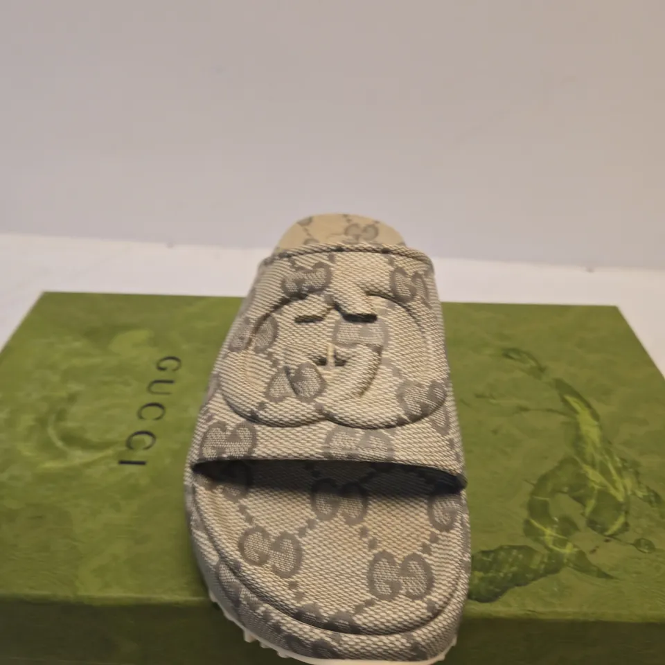 BOXED PAIR OF GUCCI GG SLIP-ON SANDALS – WOMEN’S - SIZE 37