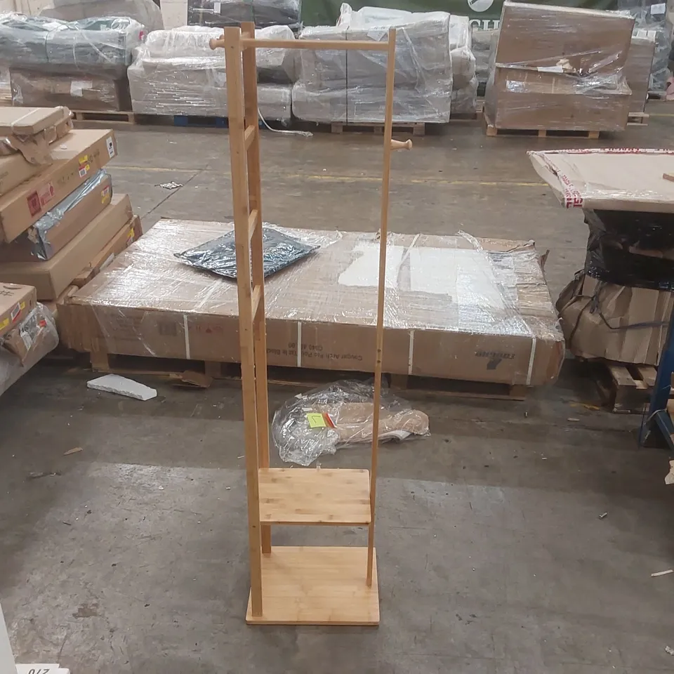 DULLES BAMBOO WOODEN COAT RACK FESTANDING COAT STAND HANGER HAT SHOE ORGANISER ENTRYWAY HALLWAY FUMITURE