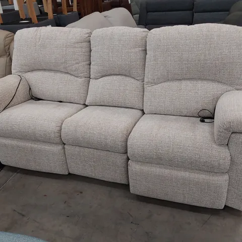 QUALITY BRITISH DESIGNER G PLAN CHLOE POWER RECLINING THREE SEATER SOFA LOOM CLAY FABRIC
