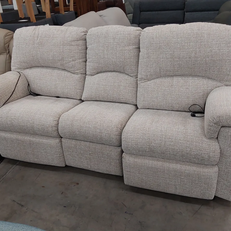 QUALITY BRITISH DESIGNER G PLAN CHLOE POWER RECLINING THREE SEATER SOFA LOOM CLAY FABRIC