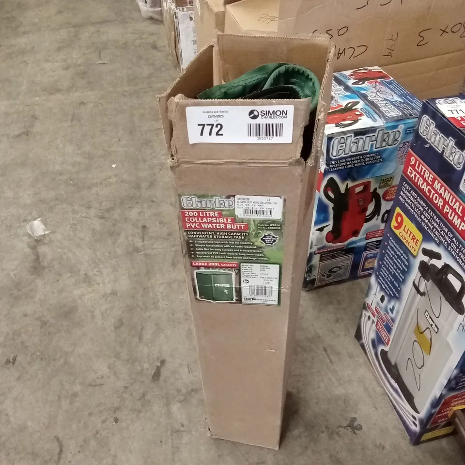 BOXED CLARKE WB200 200L COLLAPSIBLE GREEN WATER TANK