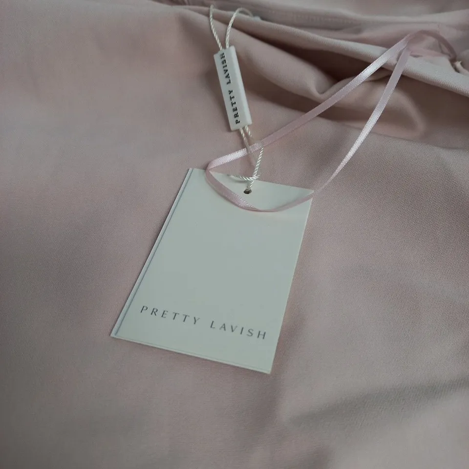 PRETTY LAVISH BLUSH NEVAEH ONE SHOULDER CREPE MAXI BRIDESMAID DRESS SIZE 10