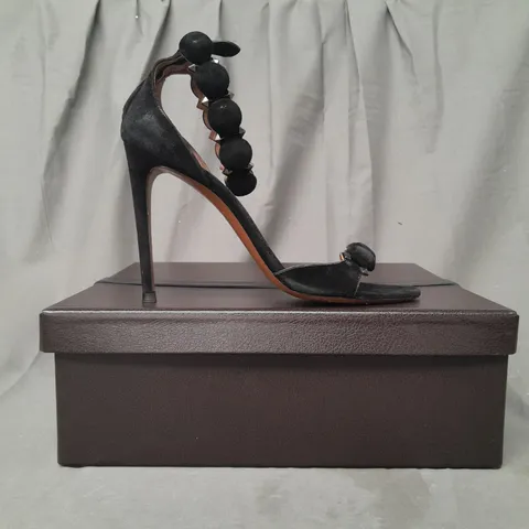 BOXED PAIR OF ALAIA PARIS OPEN TOE HIGH SANDALS IN BLACK EU SIZE 40