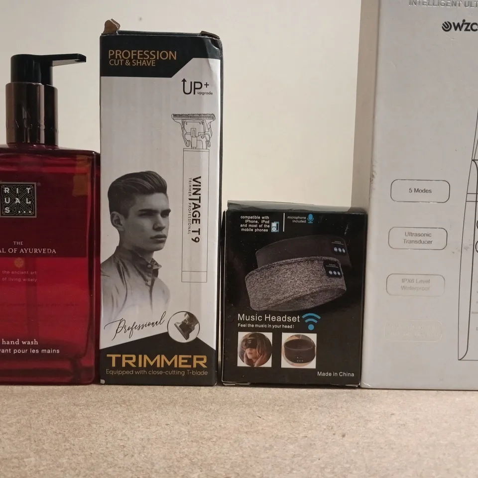 APPROXIMATELY 15 ASSORTED HEALTH & BEAUTY PRODUCTS TO INCLUDE RITUALS , MUSIC HEADSET AND TOOTH CLEANER