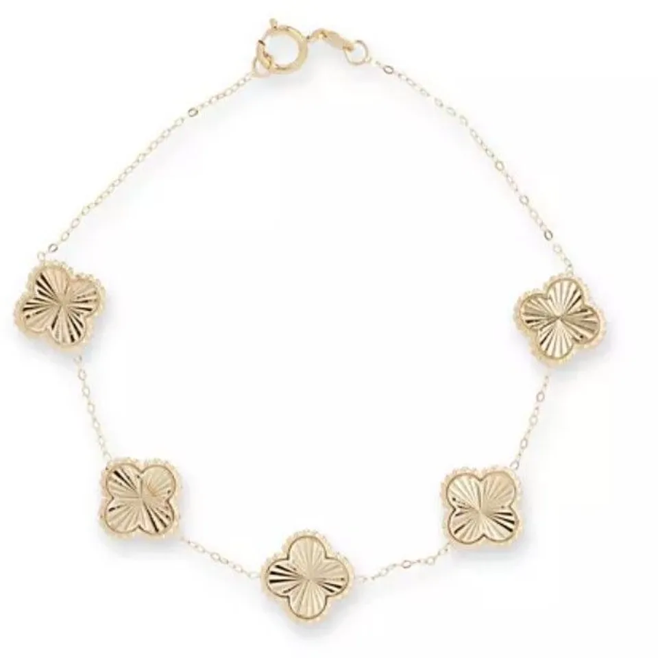 GOLD 9CT ITALIAN GOLD 5 STATION CLOVER BRACELET 2.96G