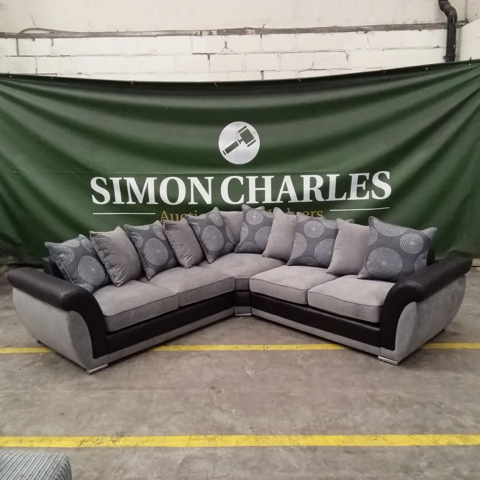 DANUBE FABRIC/FAUX LEATHER CORNER GROUP SOFA RRP £1199