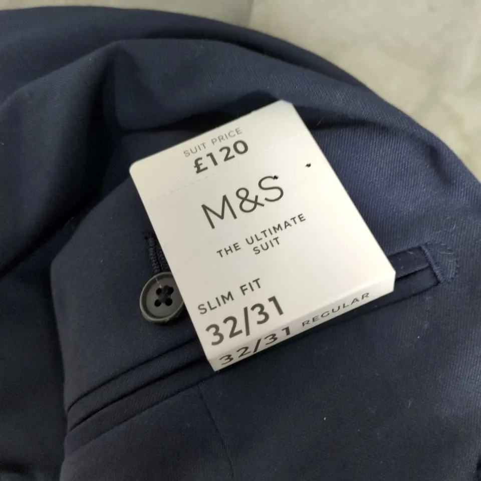 M&S THE ULTIMATE SUIT SLIM FIT NAVY – UK 32/31