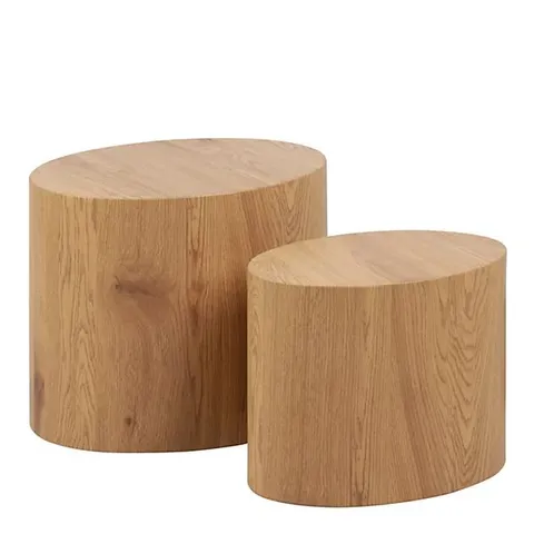 BOXED MICE OVAL COFFEE TABLE IN OAK SET OF 2