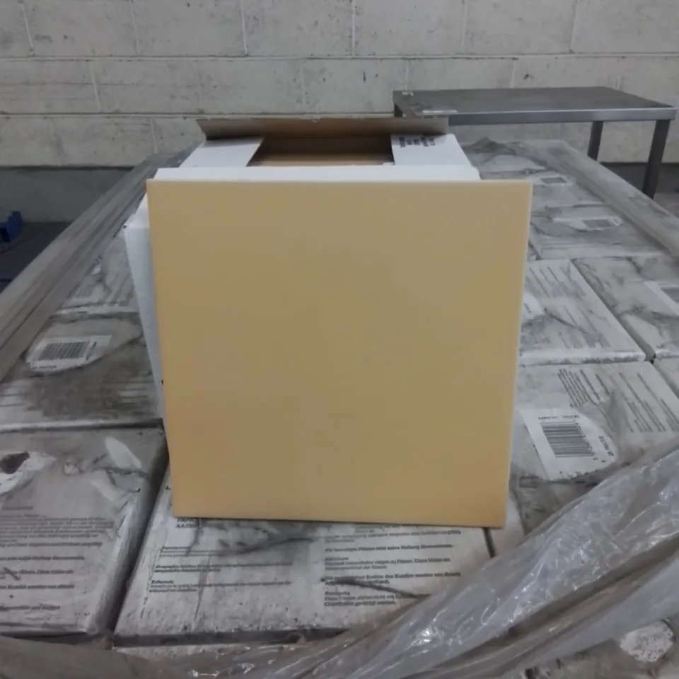 PALLET TO CONTAIN APPROX 96 X PACKS OF JOHNSON BRAND NEW PRISMATIC GLAZED WALL TILES IN PAPAYA SATIN - 25 TILES PER BOX // TILE SIZE: 197 X 197 X 6.5mm