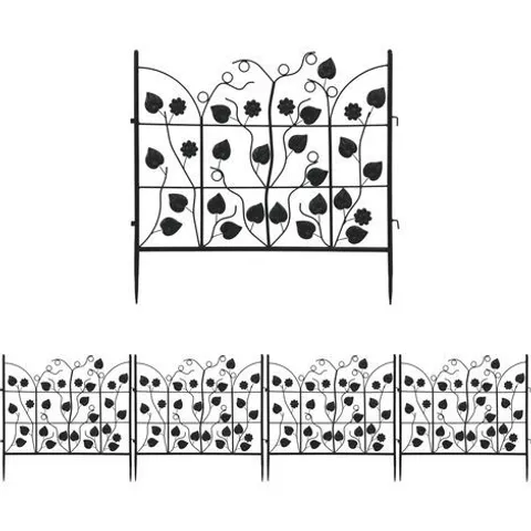 BOXED 5 X METAL GARDEN FENCE PANELS BORDER EDGING KIDS LAWN ANIMAL BARRIER 69X67 CM