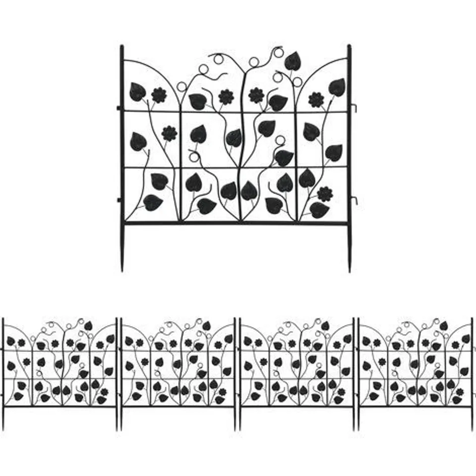 BOXED 5 X METAL GARDEN FENCE PANELS BORDER EDGING KIDS LAWN ANIMAL BARRIER 69X67 CM