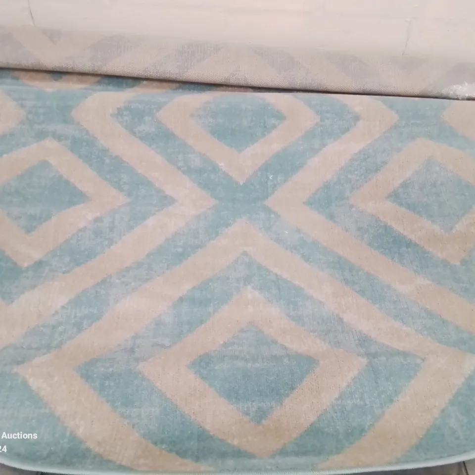 BRAND NEW PACO HOME 821 BLUE-WHITE POCO 160CM DIAMETER CIRCULAR RUG
