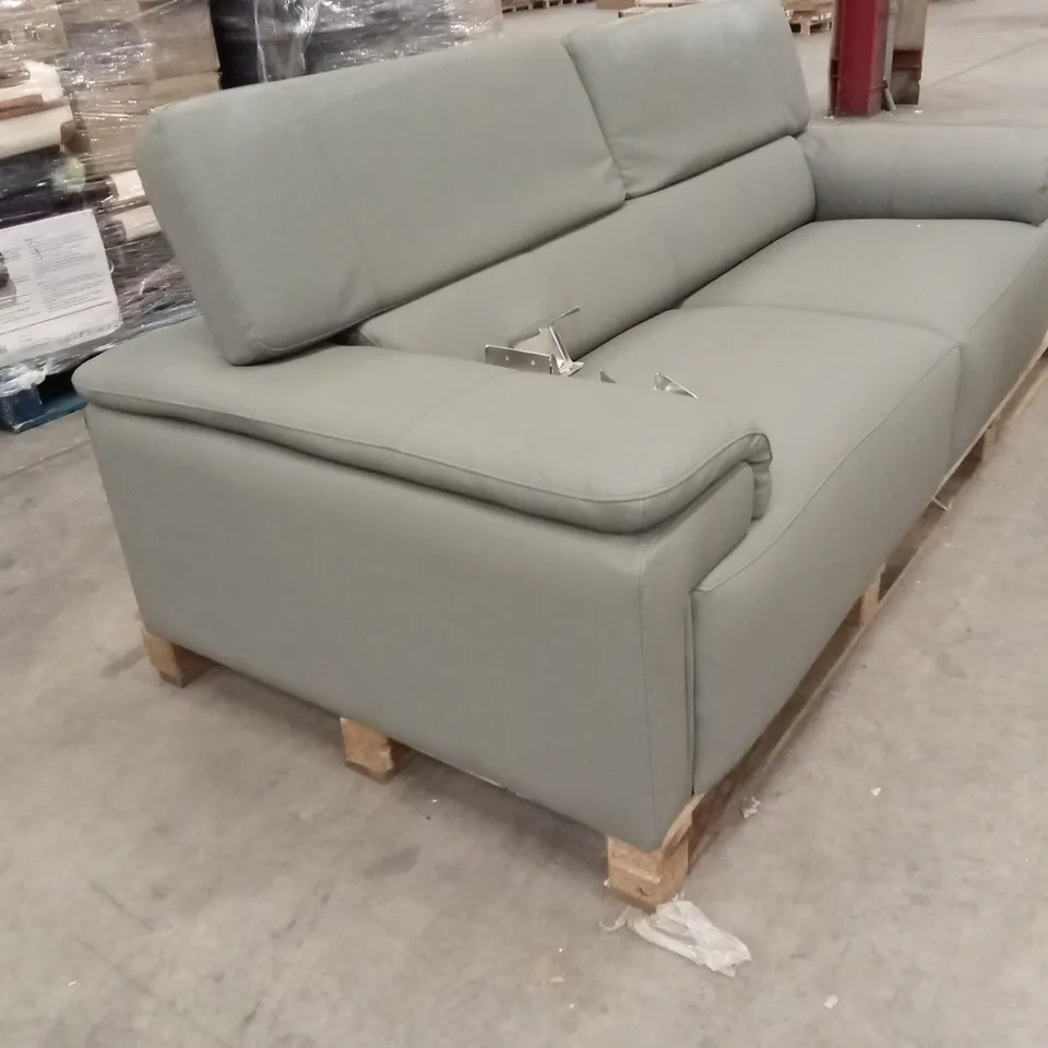 DESIGNER 3 SEATER FAUX LEATHER SOFA - GREY