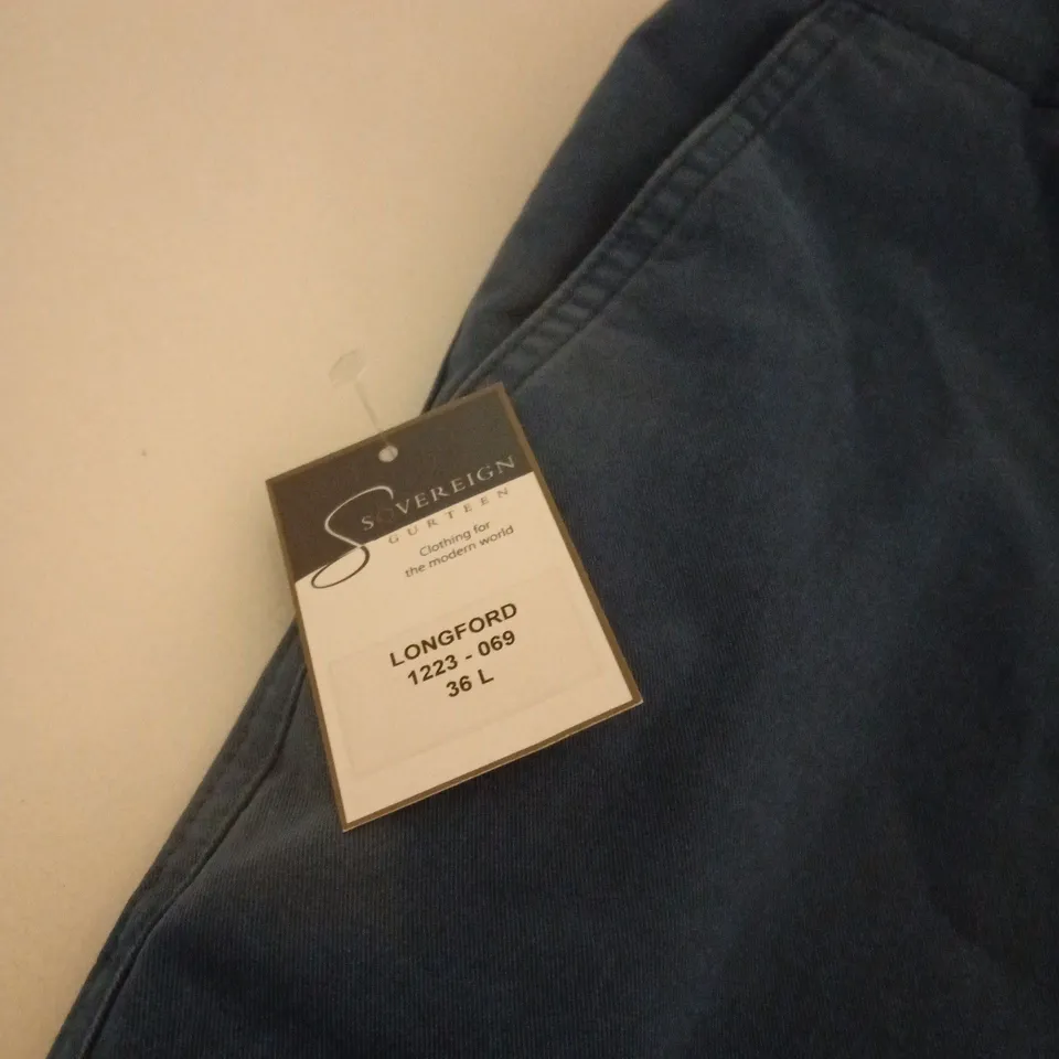 SOVEREIGN GURTEEN LONGFORD STRETCH BLUE TROUSER SIZE 36L TAGGED