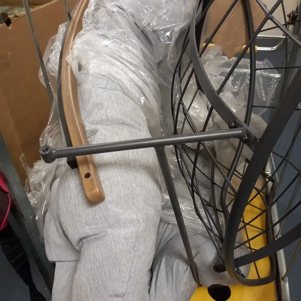 DESIGNER GREY CUSHIONED METAL ROCKING CHAIR