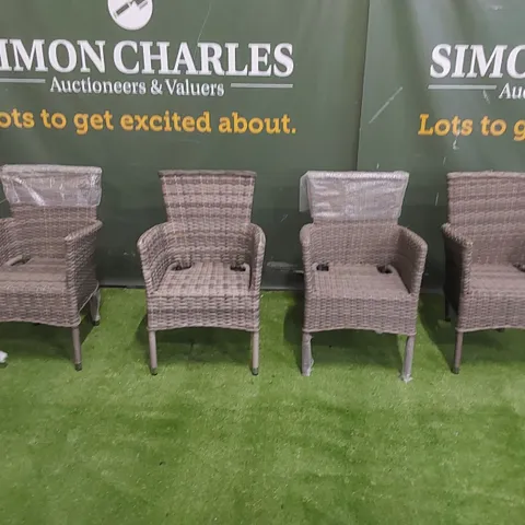 SET OF 4 GREY RATTAN PATIO CHAIRS