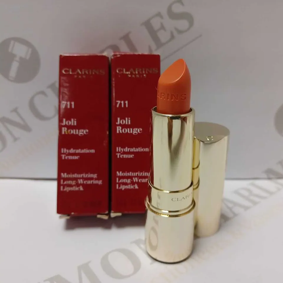 LOT OF 2 CLARINS JOLI ROUGE LIPSTICKS - #711 PAPAYA 