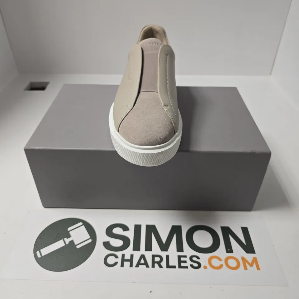 BOXED PAIR OF LEGEND VELORA TRAINERS IN TAUPE - UK 9