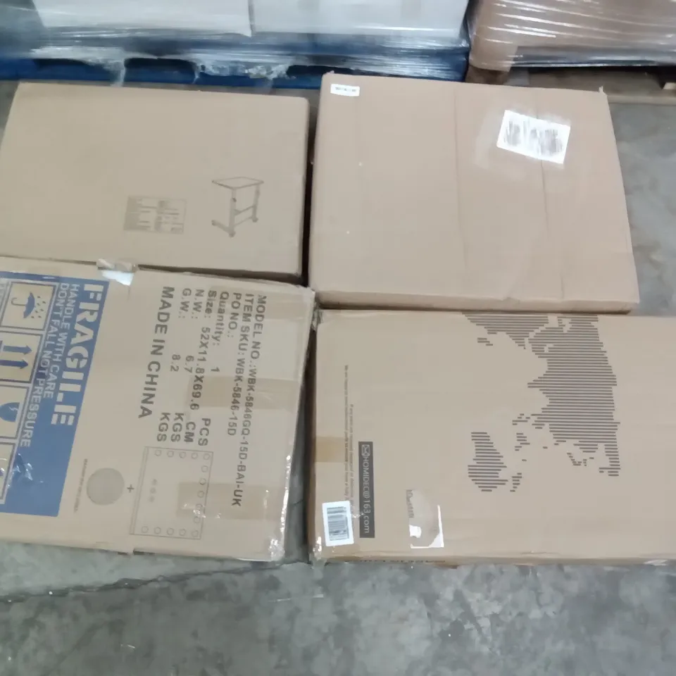 PALLET OF ASSORTED ITEMS INCLUDING HOMIDEC, GREEN CHRISTMAS TREE, JAJALUYA OFFICE CHAIR, LAPTOP TABLE