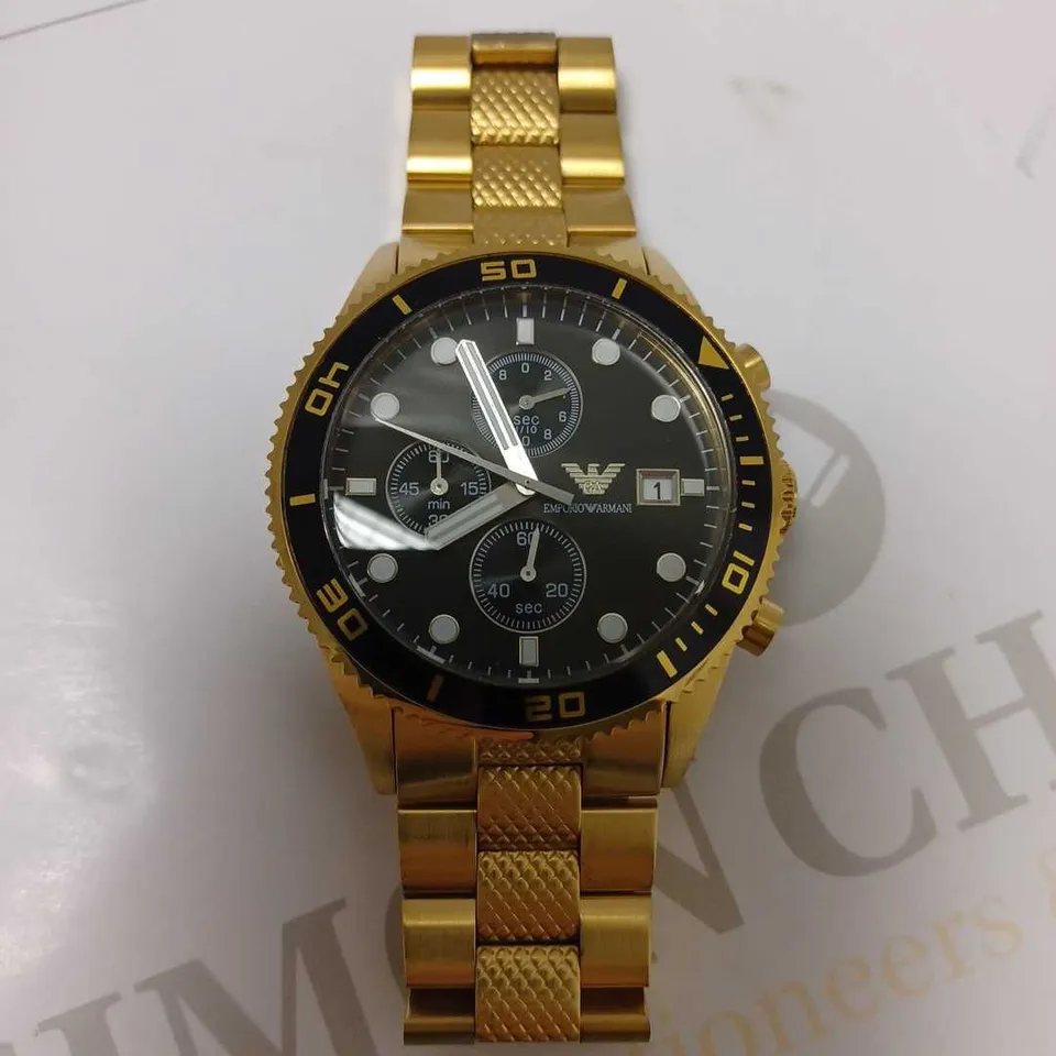 EMPORIO ARMANI BLACK TRIPLE DIAL BRACELET WRISTWATCH
