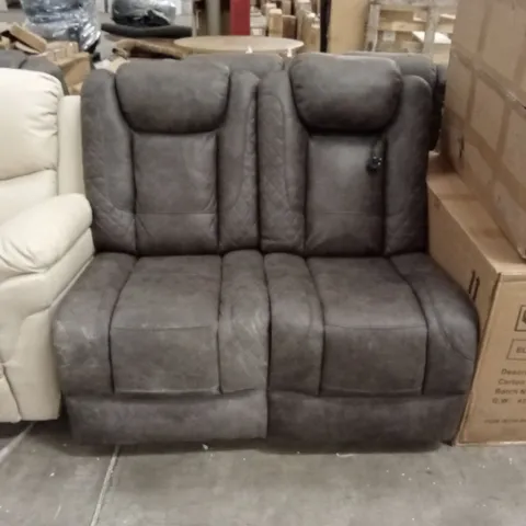 DESIGNER 2 SEATER LEATHER-LOOK POWER RECLINER SOFA - ARMS MISSING 