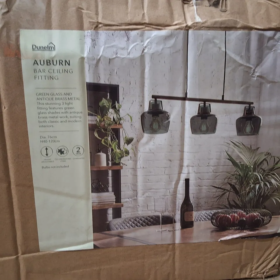 BOXED DUNELM AUBURN BAR CEILING FITTING – BOTTLE GREEN
