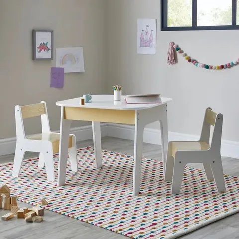 BOXED KIDS NOA TABLE AND CHAIRS SET - WHITE (1 BOX)
