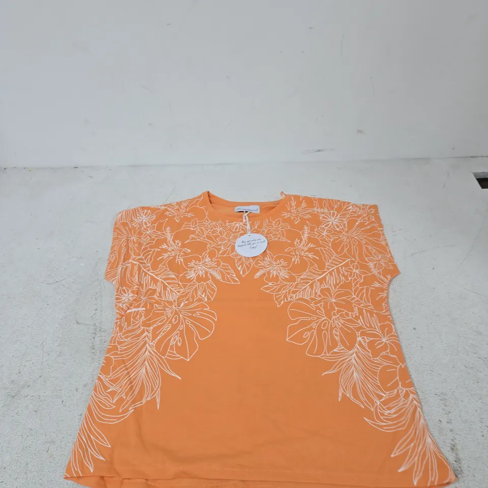 MUDFLOWER WOMEN'S ORANGE FLORAL PRINT TOP – UK SIZE 14