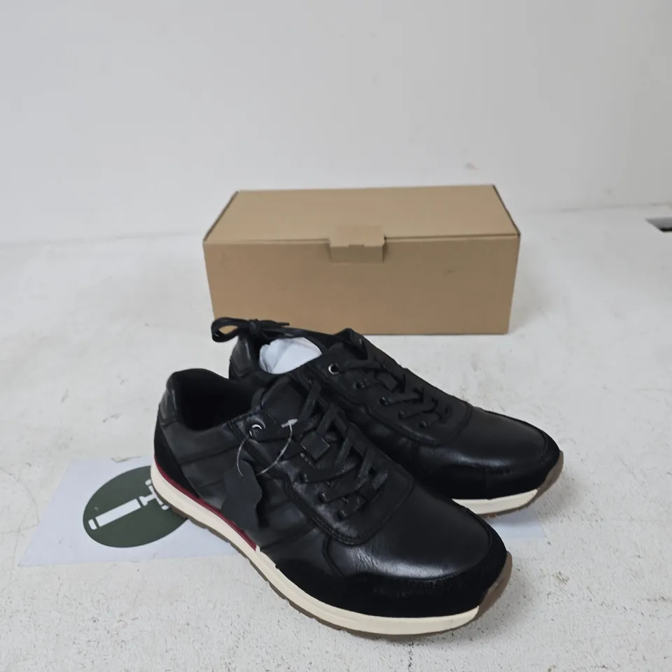 THOMAS BLUNT BLACK LEATHER SNEAKERS, UK 10 (EU 45 / US 11) – BOX INCLUDED