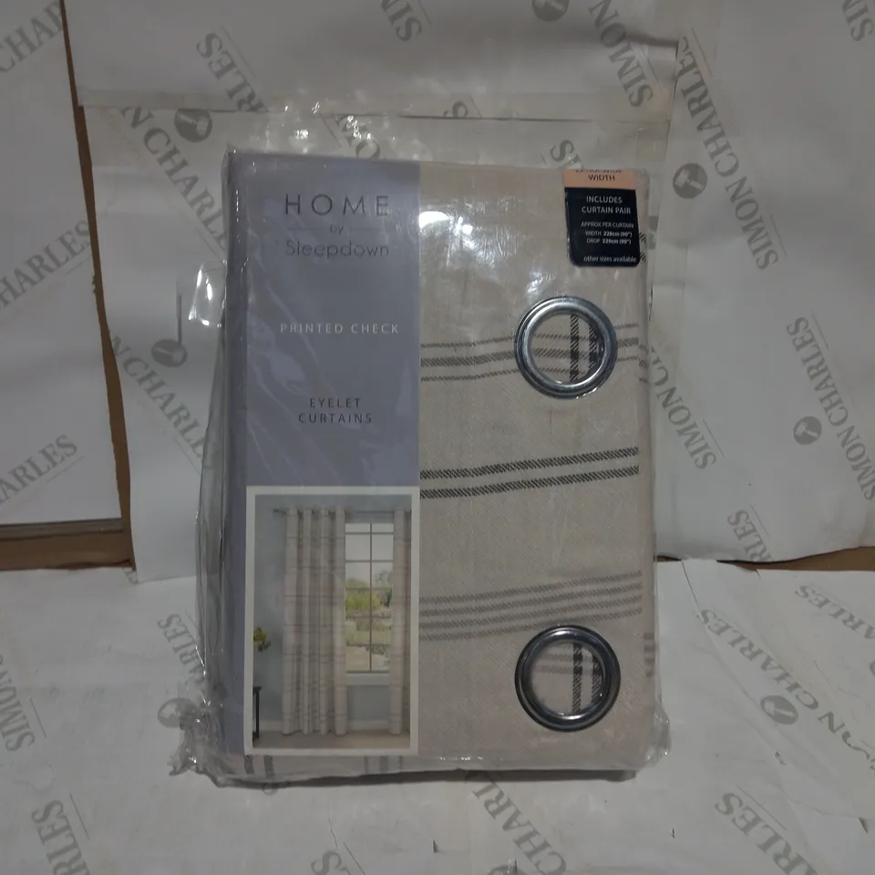 HOME BY SLEEPDOWN PRINTED CHECK EYELET CURTAINS