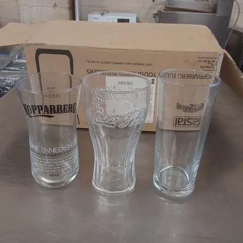 BOX CONTAINING 12X A ASSORTED DRINKS GLASSED