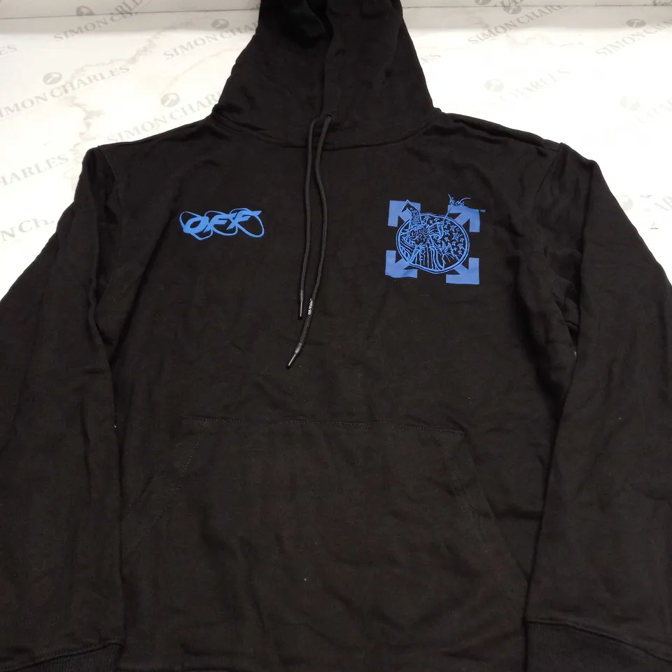 OFF WHITE BLACK GRAFFIC HOODIE - M