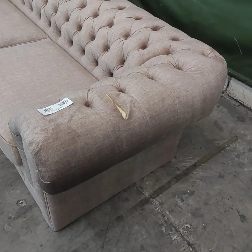 DESIGNER CONTEMPORARY CHESTERFIELD STYLE FABRIC UPHOLSTERED 3 SEATER SOFA 