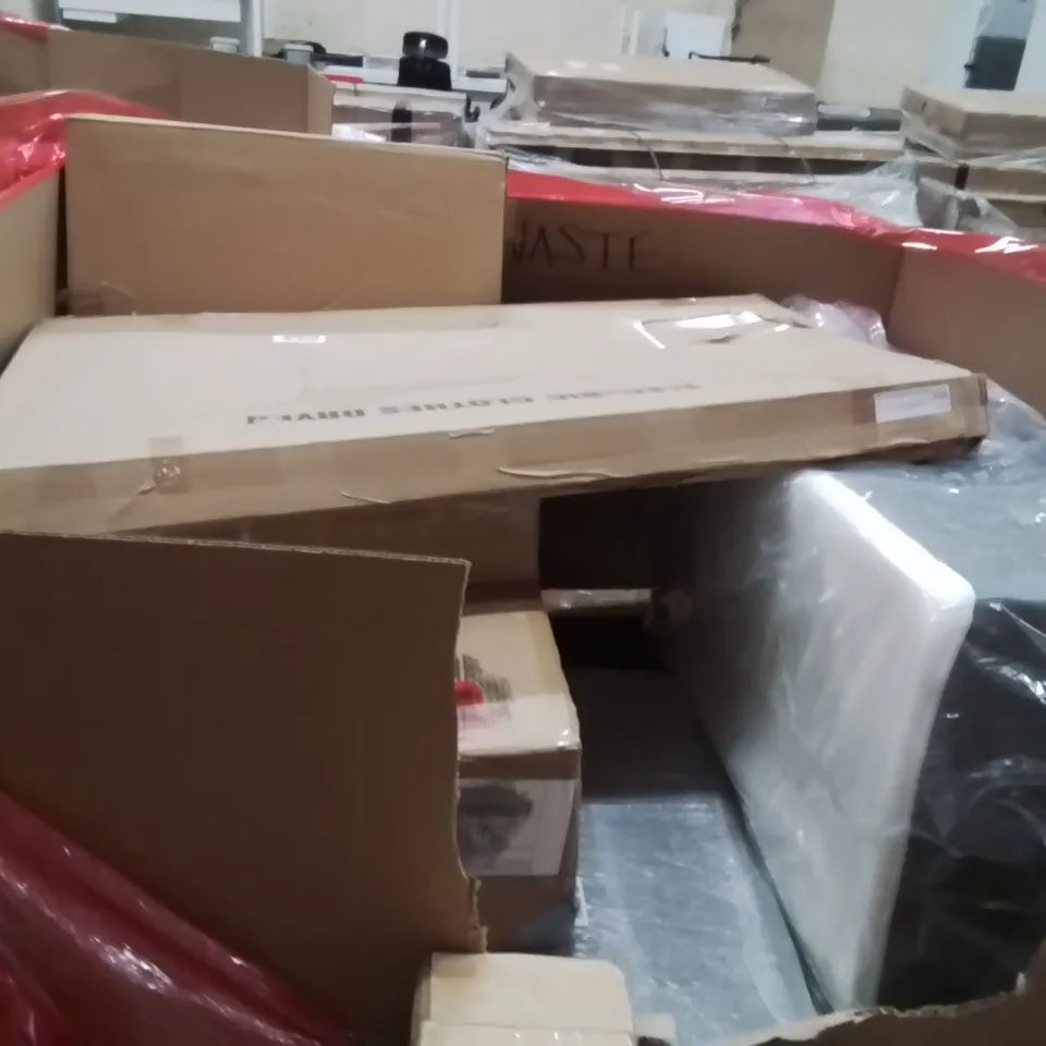 PALLET OF ASSORTED HOUSEHOLD GOODS AND PRODUCTS TO INCLUDE;KIDS BIKE,PATIO UMBRELLA 