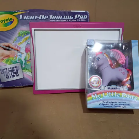 MY LITTLE PONY SKYROCKET TOY + CRAYOLA LIGHT UP TRACING PAD