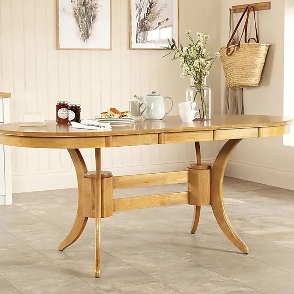 BOXED DESIGNER TOWNHOUSE OVAL OAK 150-180cm EXTENDING DINING TABLE (2 BOXES)