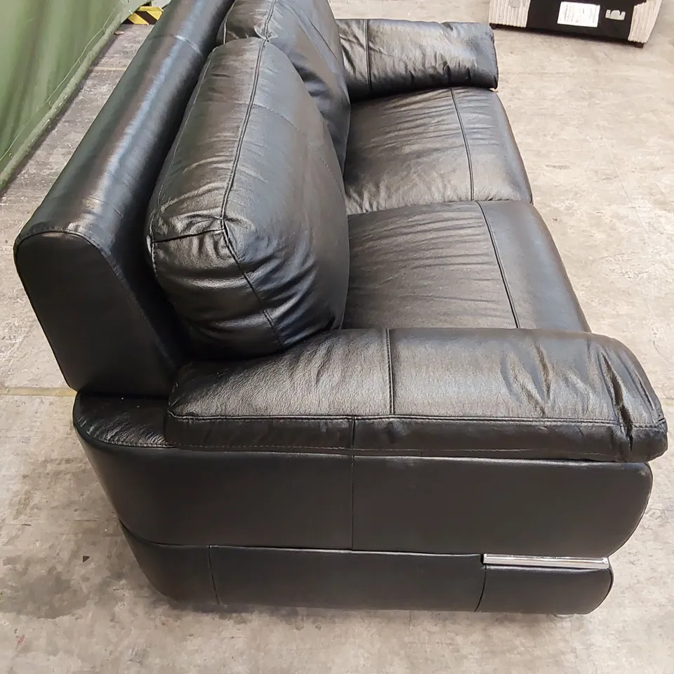 QUALITY DESIGNER 3 SEATER LEATHER SOFA - BLACK