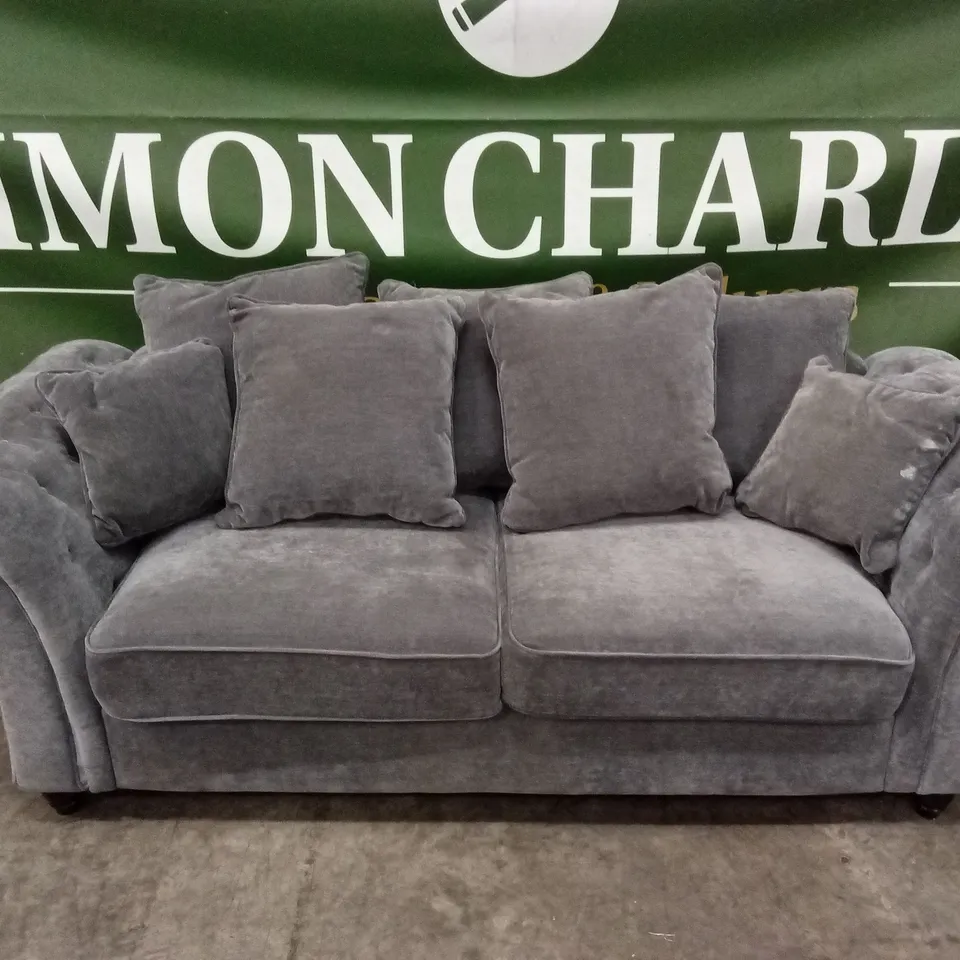 WINDSOR 3 SEATER FABRIC SCATTER BACK SOFA - GREY RRP £949