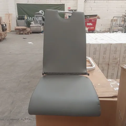 BOXED SET OF 2 DESIGNER FAUX LEATHER GREY DINING CHAIRS