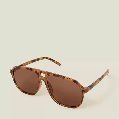 ACCESSORIZE TORT RESIN RETRO AVIATOR SUNGLASSES - TORTOISE SHELL